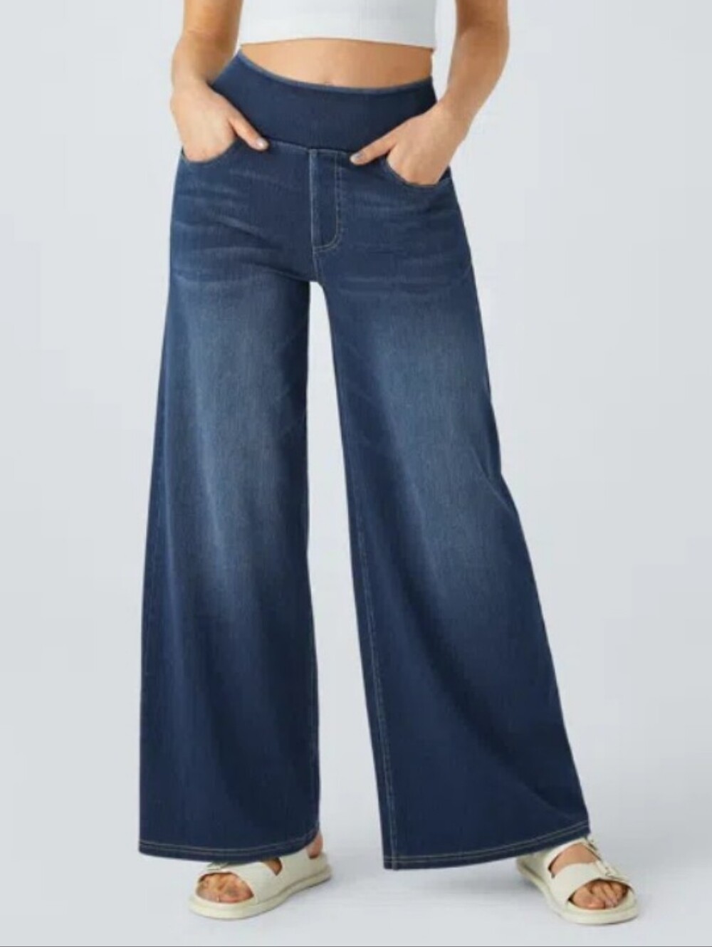 New Halara Flex High-Waist Pockets Baggy Wide Leg Casual Jeans Tall
